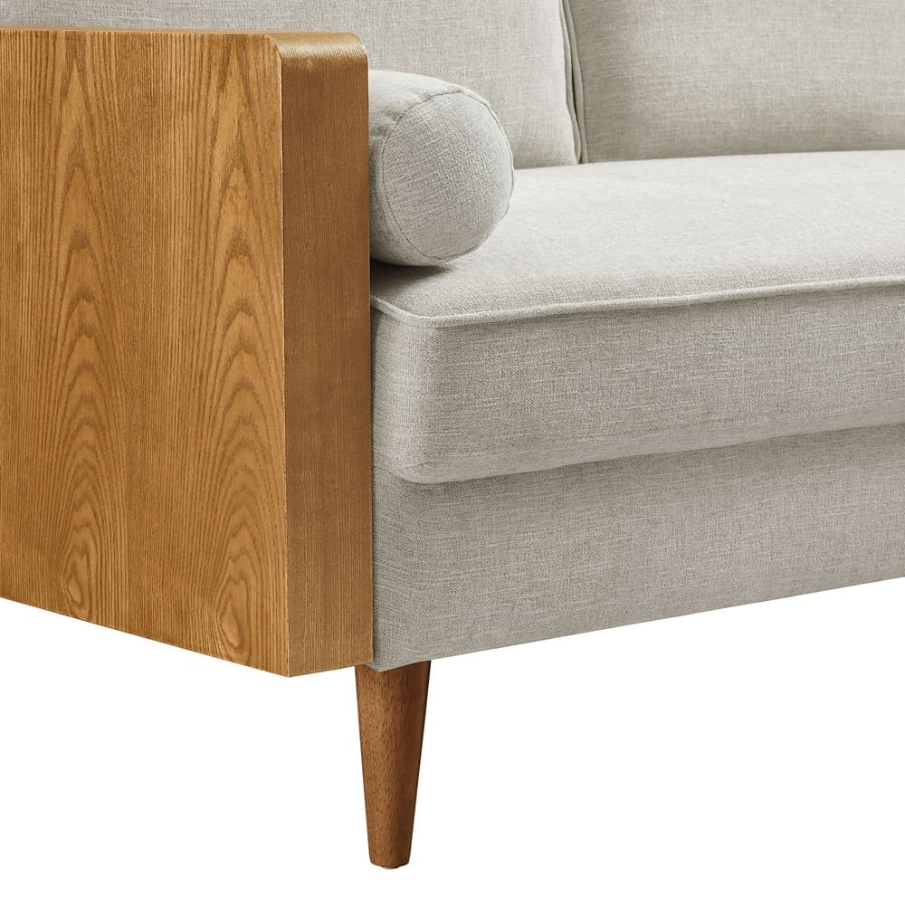 Kellan Heathered Fabric Upholstered Sofa in Walnut Heathered Weave Ivory by Modway - Image 7
