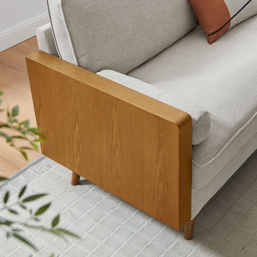 Kellan Heathered Fabric Upholstered Sofa in Walnut Heathered Weave Ivory by Modway - Image 9