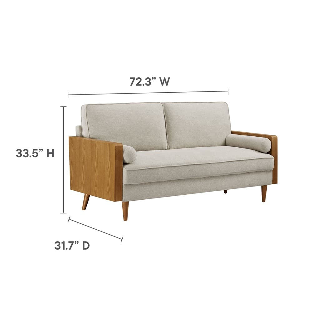 Kellan Heathered Fabric Upholstered Sofa in Walnut Heathered Weave Ivory by Modway - Image 2