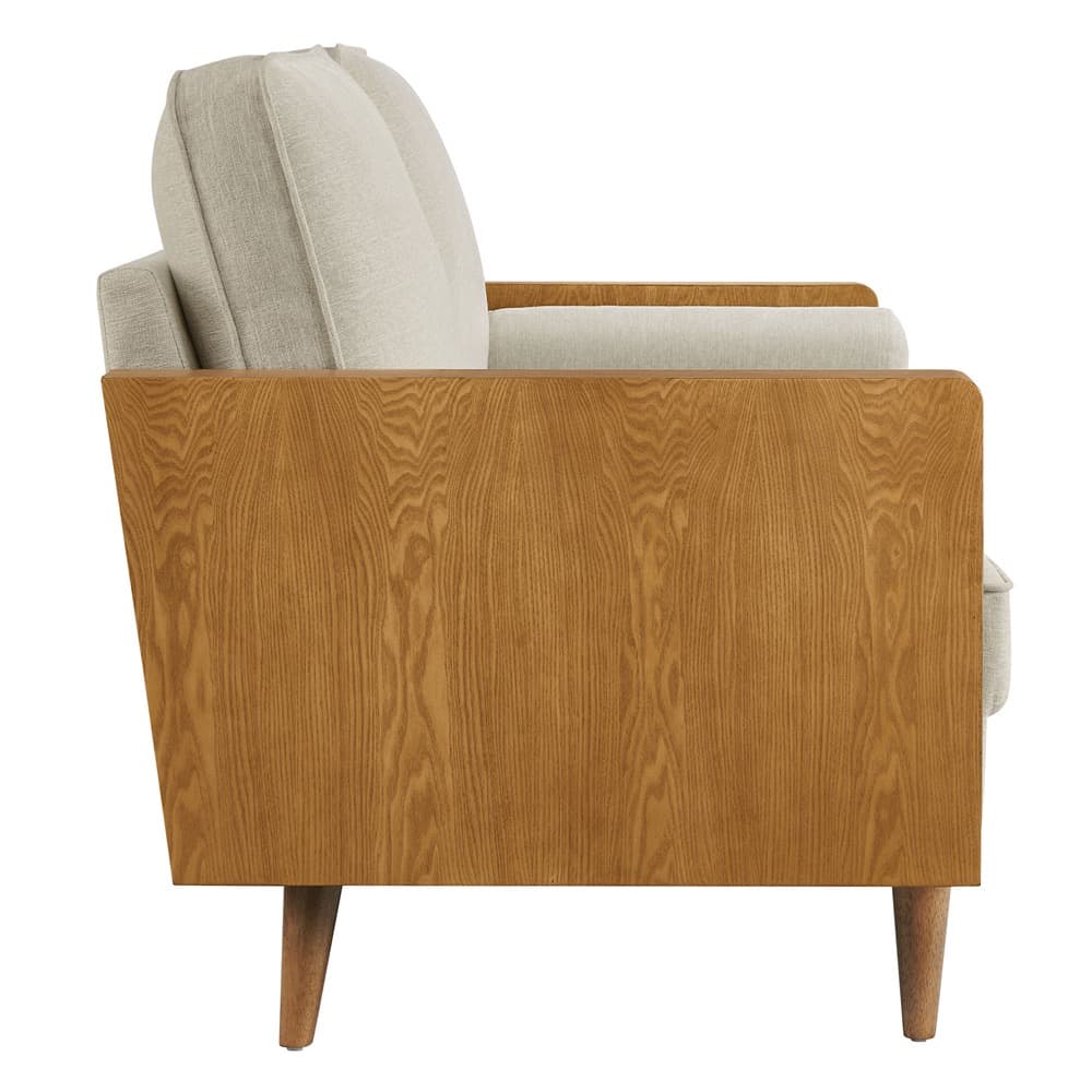 Kellan Heathered Weave Fabric Loveseat in Walnut Heathered Weave Light Beige by Modway - Image 4