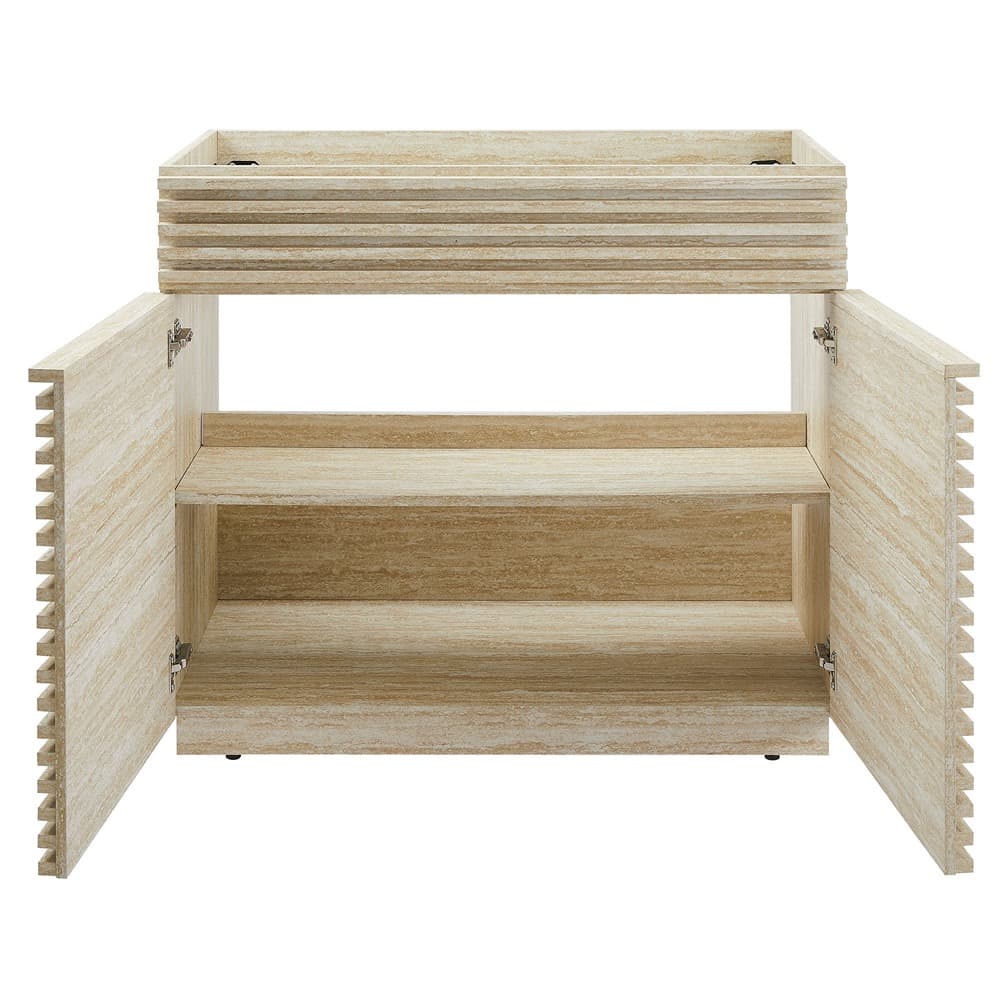 Render 36" Faux Travertine Bathroom Vanity Cabinet (Sink Not Included) in Travertine by Modway - Image 7