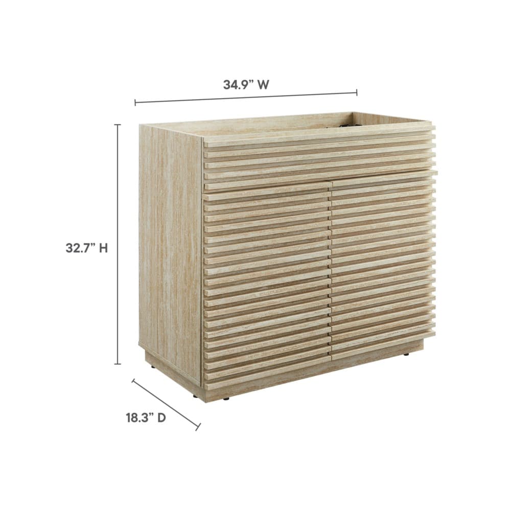 Render 36" Faux Travertine Bathroom Vanity Cabinet (Sink Not Included) in Travertine by Modway - Image 3