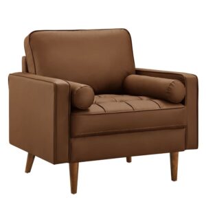 Valour Tufted Vegan Leather Accent Armchair in Brown by Modway