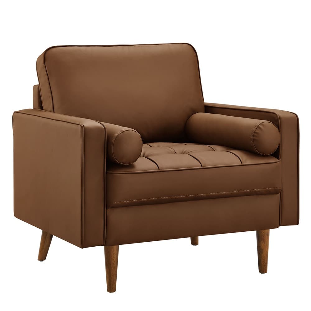 Valour Tufted Vegan Leather Accent Armchair in Brown by Modway