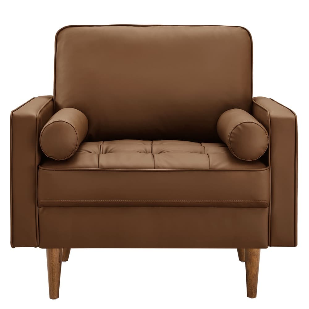 Valour Tufted Vegan Leather Accent Armchair in Brown by Modway - Image 6