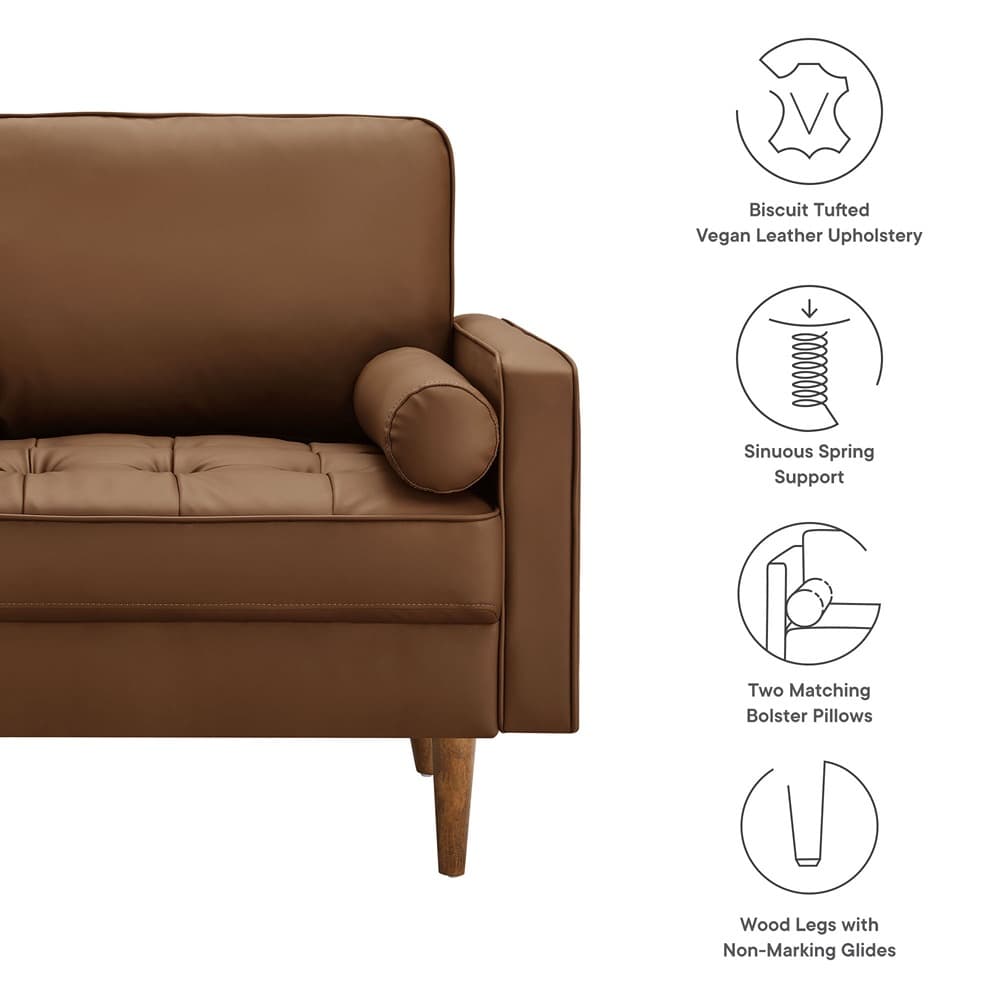 Valour Tufted Vegan Leather Accent Armchair in Brown by Modway - Image 3