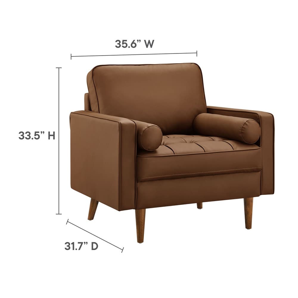 Valour Tufted Vegan Leather Accent Armchair in Brown by Modway - Image 2
