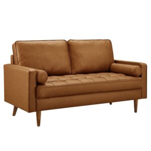 Valour Tufted Vegan Leather Loveseat in Tan by Modway