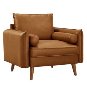 Revive Upholstered Vegan Leather Accent Armchair in Tan by Modway