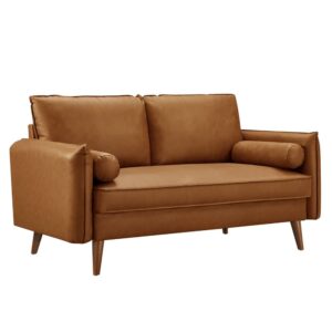Revive Upholstered Vegan Leather Loveseat in Tan by Modway