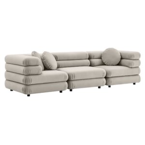 Jubilee 3-Piece Modular Performance Velvet Sectional Sofa in Almond by Modway