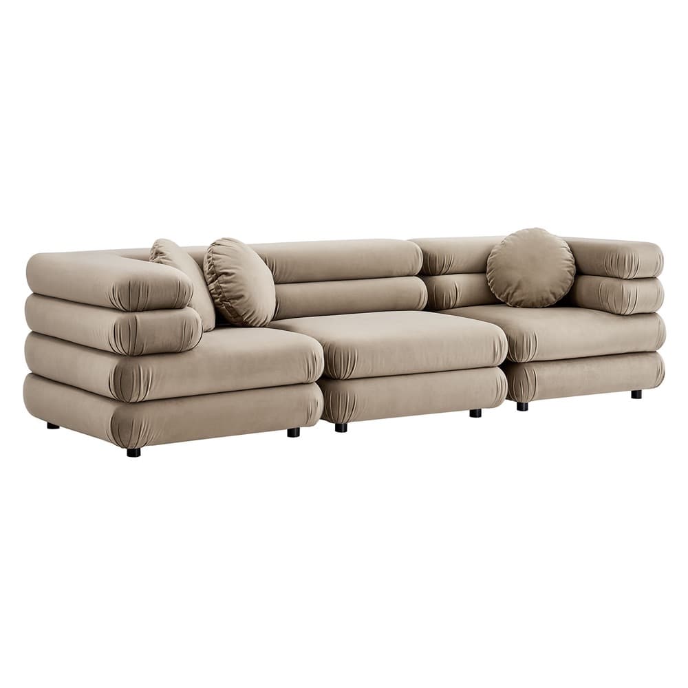 Jubilee 3-Piece Modular Performance Velvet Sectional Sofa in Taupe by Modway