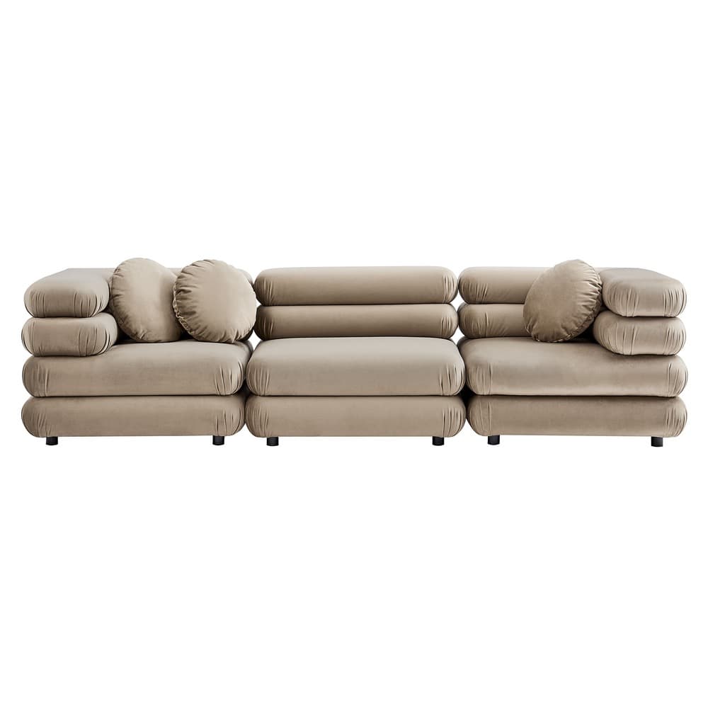 Jubilee 3-Piece Modular Performance Velvet Sectional Sofa in Taupe by Modway - Image 8
