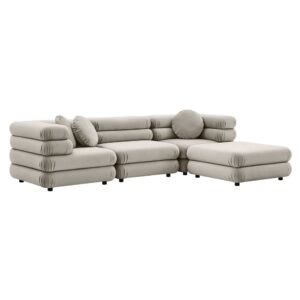 Jubilee 4-Piece Modular Performance Velvet Sectional Sofa in Almond by Modway