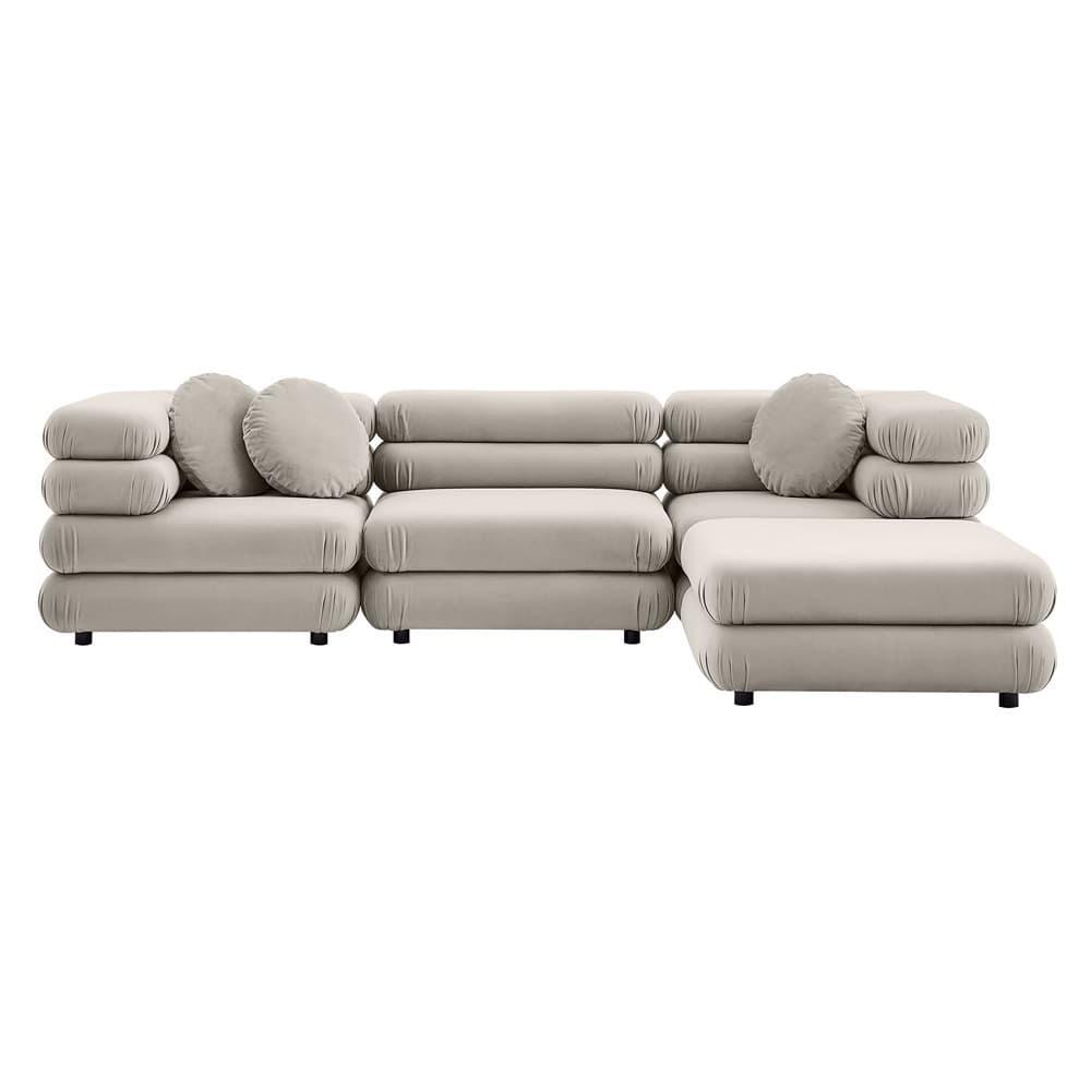 Jubilee 4-Piece Modular Performance Velvet Sectional Sofa in Almond by Modway - Image 9