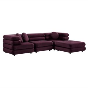 Jubilee 4-Piece Modular Performance Velvet Sectional Sofa in Mulberry by Modway