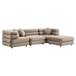 Jubilee 4-Piece Modular Performance Velvet Sectional Sofa in Taupe by Modway