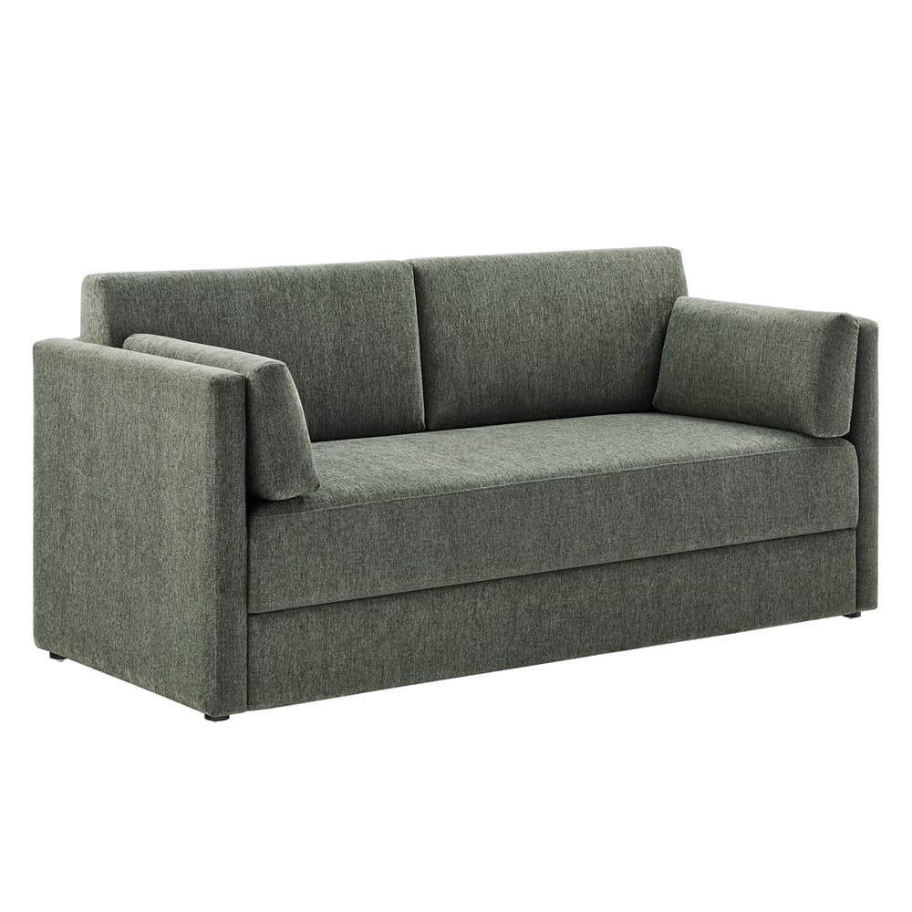 Linden Upholstered Heathered Chenille Sofa in Eucalyptus by Modway