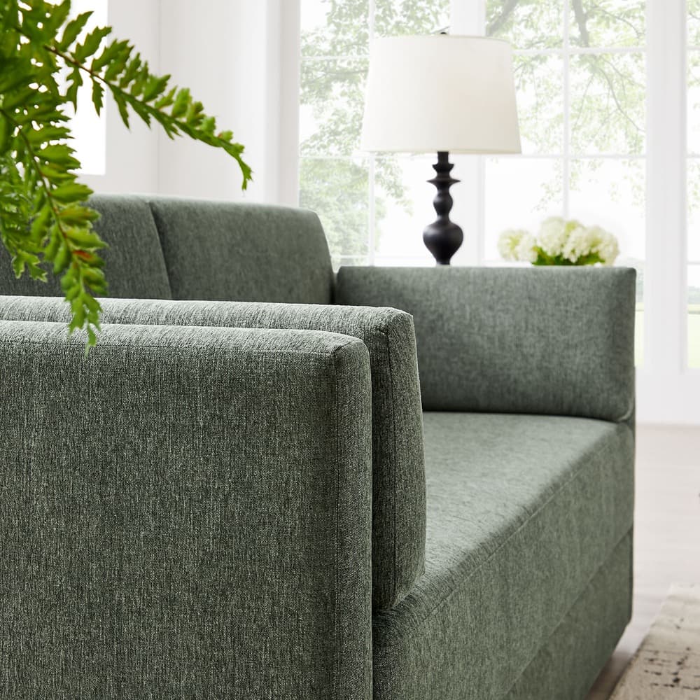 Linden Upholstered Heathered Chenille Sofa in Eucalyptus by Modway - Image 9