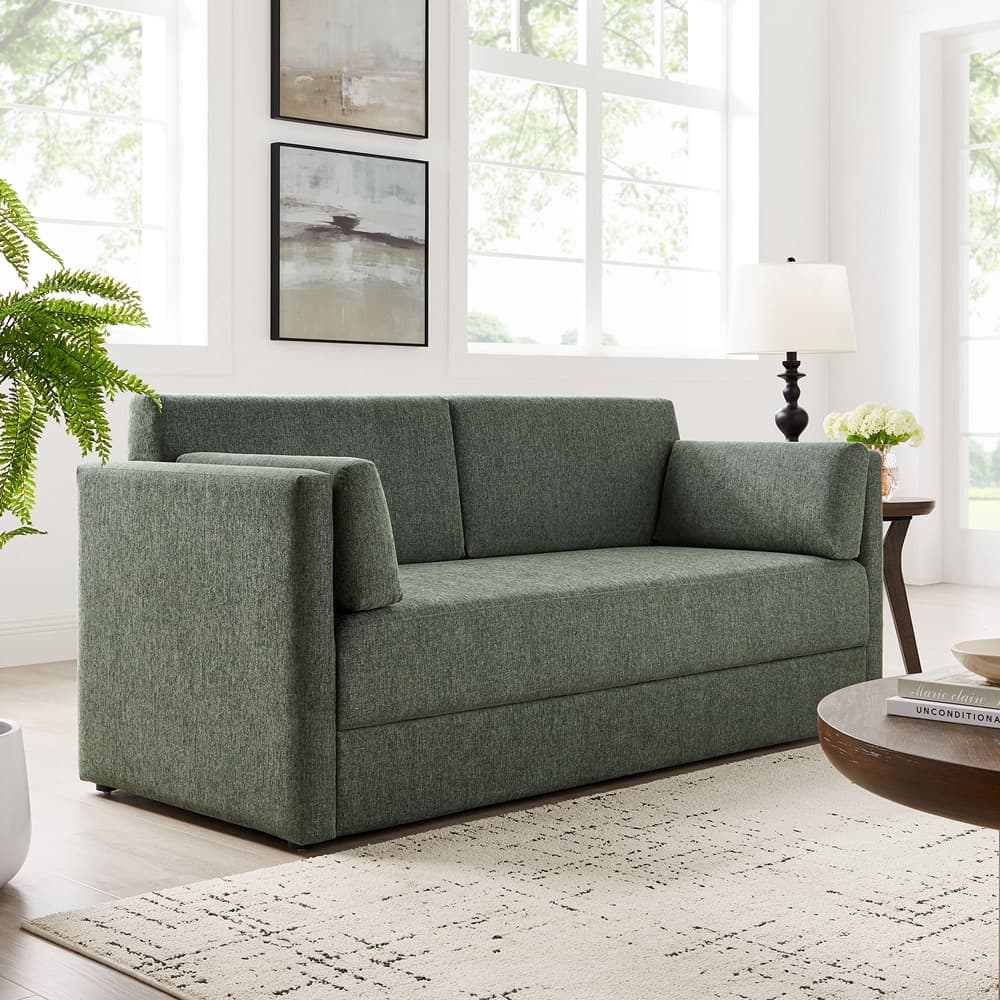 Linden Upholstered Heathered Chenille Sofa in Eucalyptus by Modway - Image 8