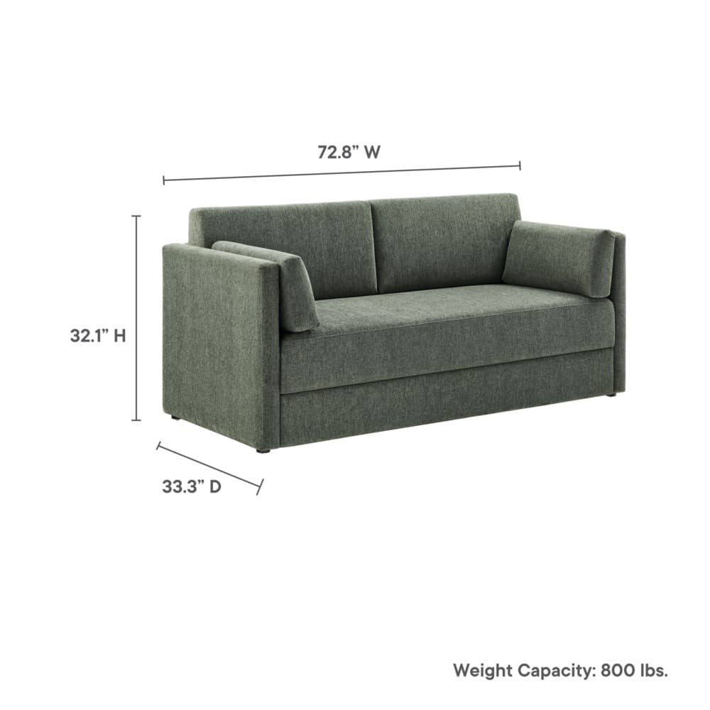 Linden Upholstered Heathered Chenille Sofa in Eucalyptus by Modway - Image 3