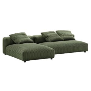 Solace 2-Piece Modular Corduroy Upholstered Sectional Sofa With Chaise in Fern by Modway