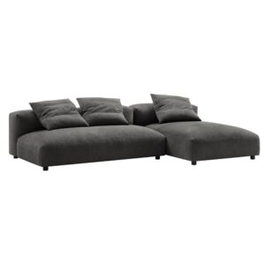 Solace 2-Piece Modular Upholstered Fabric Sectional Sofa With Chaise in Charcoal by Modway