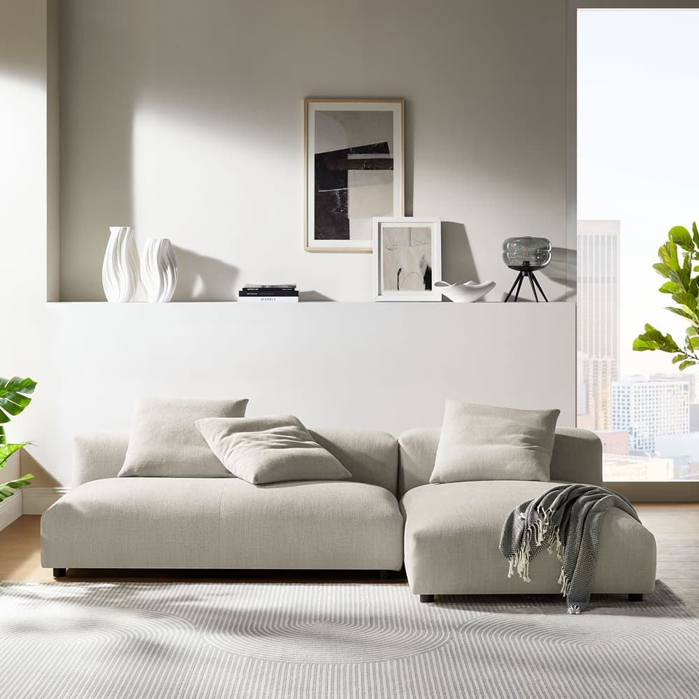 Solace 2-Piece Modular Upholstered Fabric Sectional Sofa With Chaise in Linen by Modway - Image 10