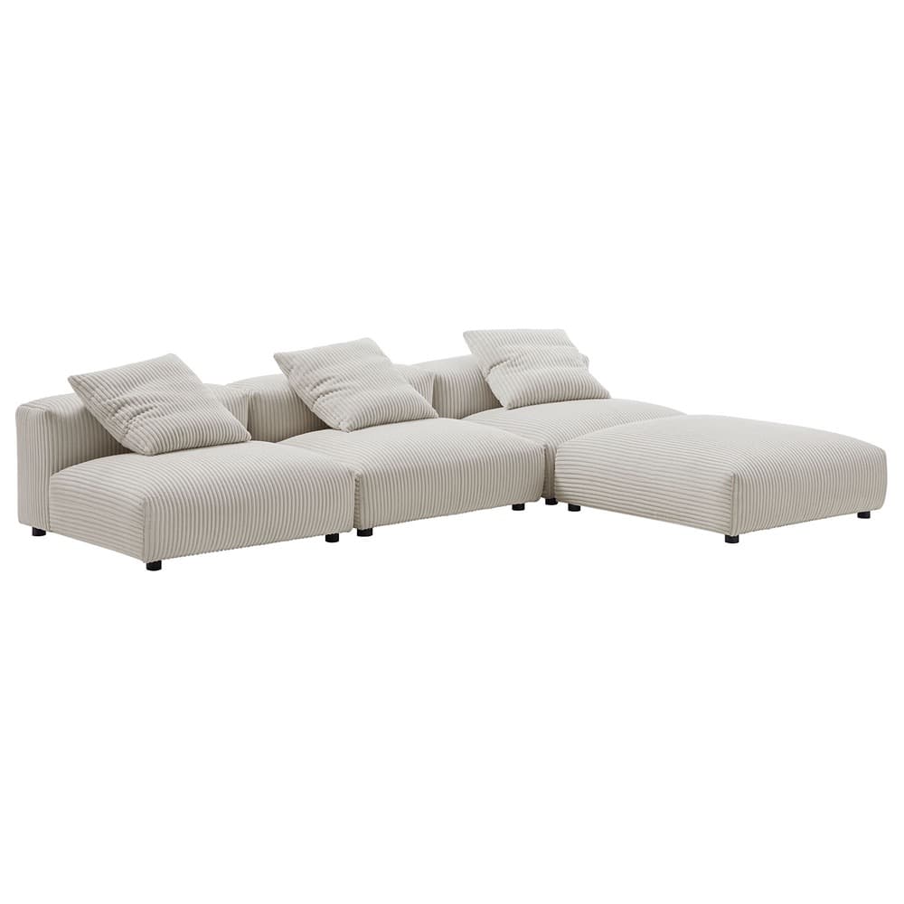 Solace 4-Piece Modular Corduroy Upholstered Sectional Sofa in Almond by Modway - Image 3