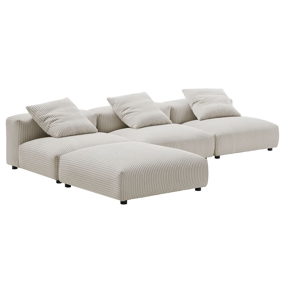 Solace 4-Piece Modular Corduroy Upholstered Sectional Sofa in Almond by Modway - Image 4