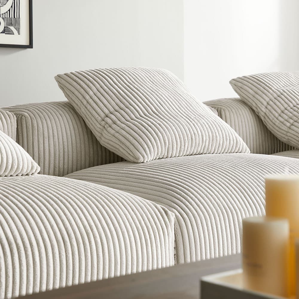 Solace 4-Piece Modular Corduroy Upholstered Sectional Sofa in Almond by Modway - Image 11
