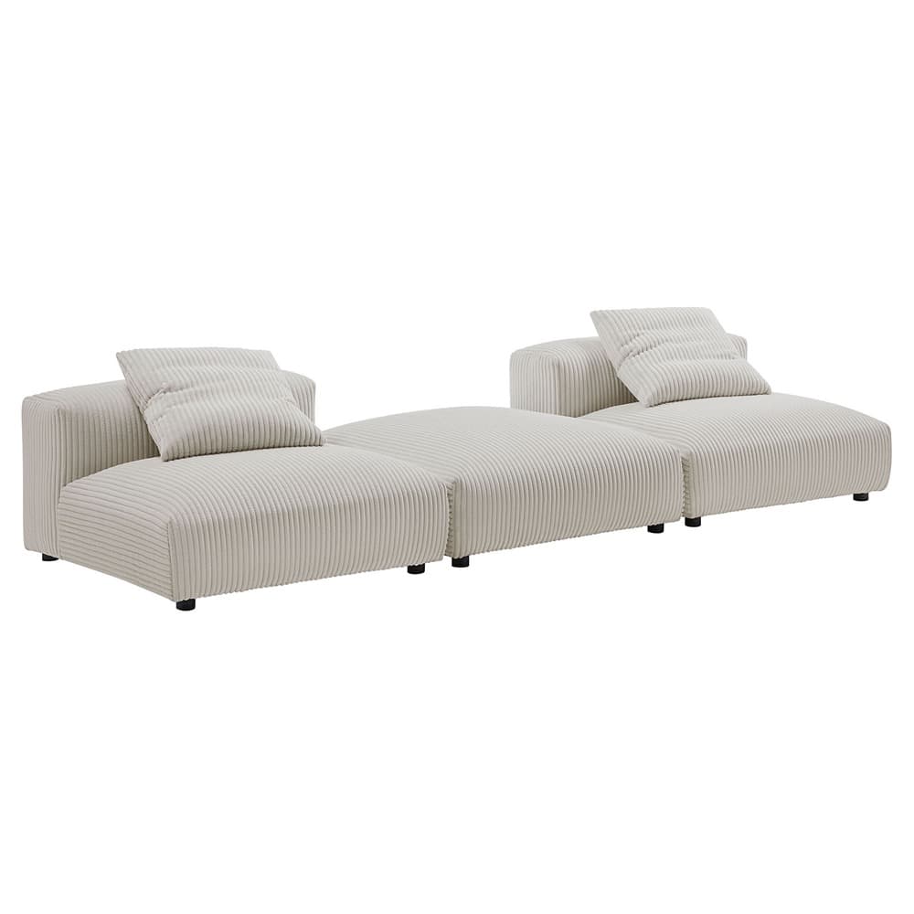 Solace 3-Piece Modular Corduroy Upholstered Sectional Sofa in Almond by Modway