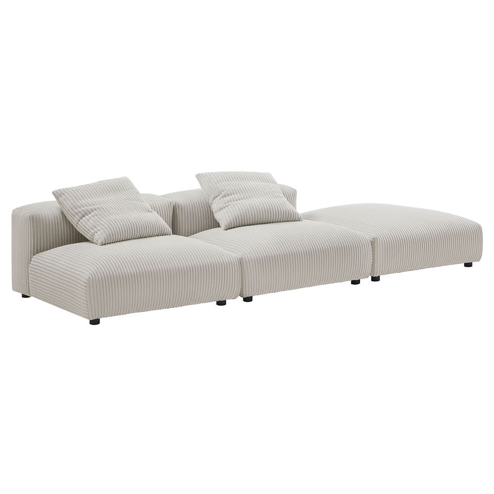 Solace 3-Piece Modular Corduroy Upholstered Sectional Sofa in Almond by Modway - Image 3