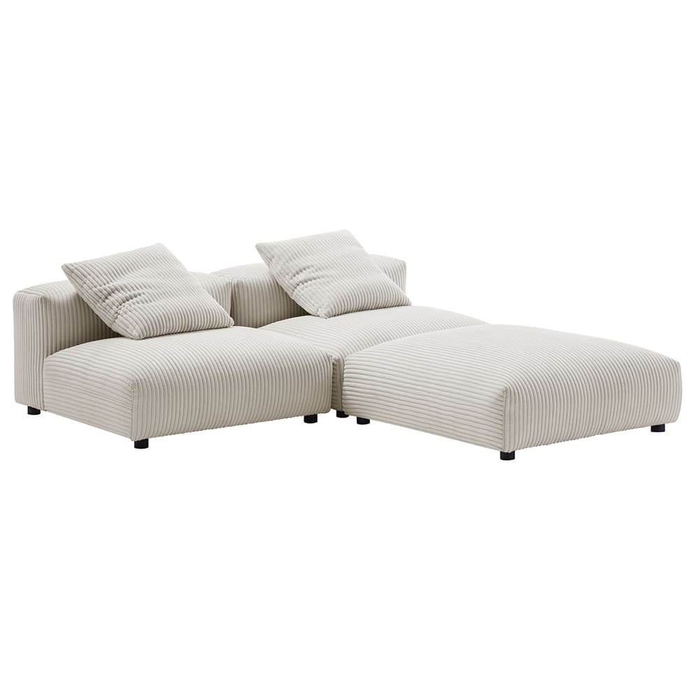 Solace 3-Piece Modular Corduroy Upholstered Sectional Sofa in Almond by Modway - Image 5