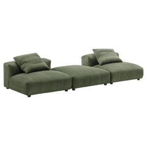 Solace 3-Piece Modular Corduroy Upholstered Sectional Sofa in Fern by Modway