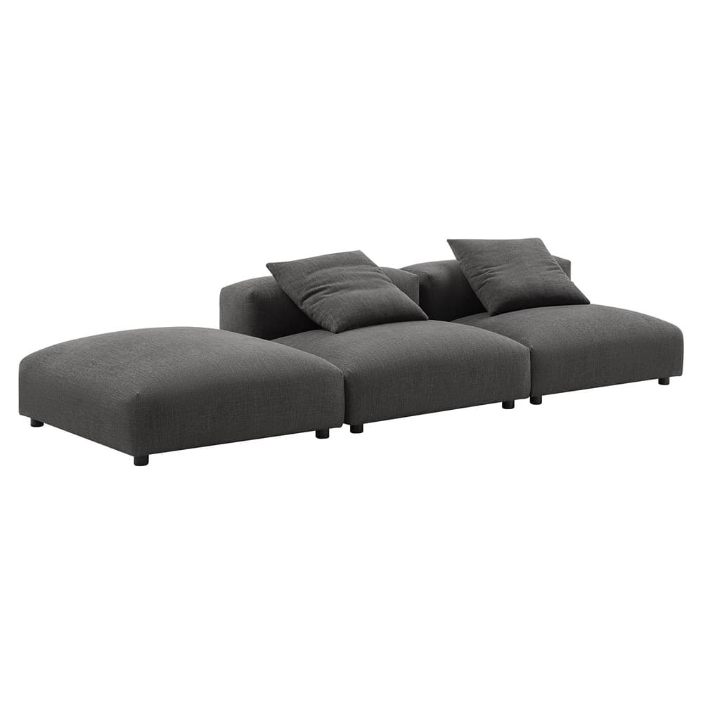 Solace 3-Piece Modular Upholstered Fabric Sectional Sofa in Charcoal by Modway - Image 4