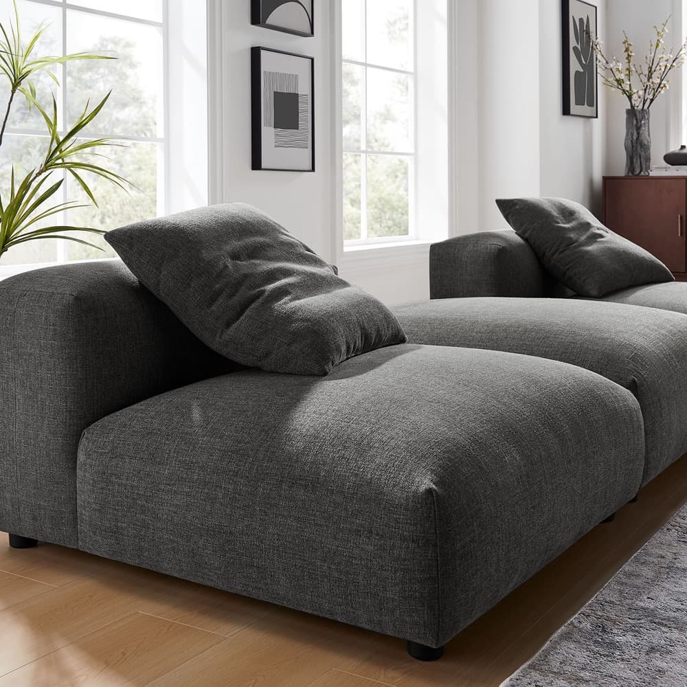 Solace 3-Piece Modular Upholstered Fabric Sectional Sofa in Charcoal by Modway - Image 13