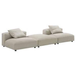 Solace 3-Piece Modular Upholstered Fabric Sectional Sofa in Linen by Modway