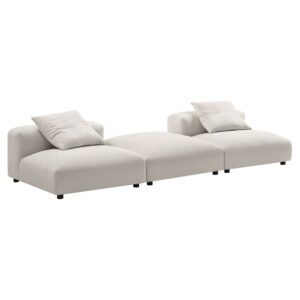 Solace 3-Piece Modular Upholstered Fabric Sectional Sofa in Salt by Modway