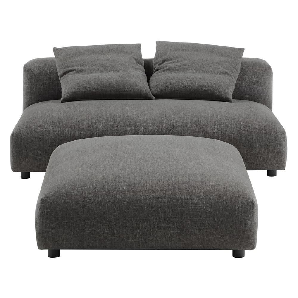Solace Modular Upholstered Fabric Armless Loveseat and Ottoman Set in Charcoal by Modway - Image 3