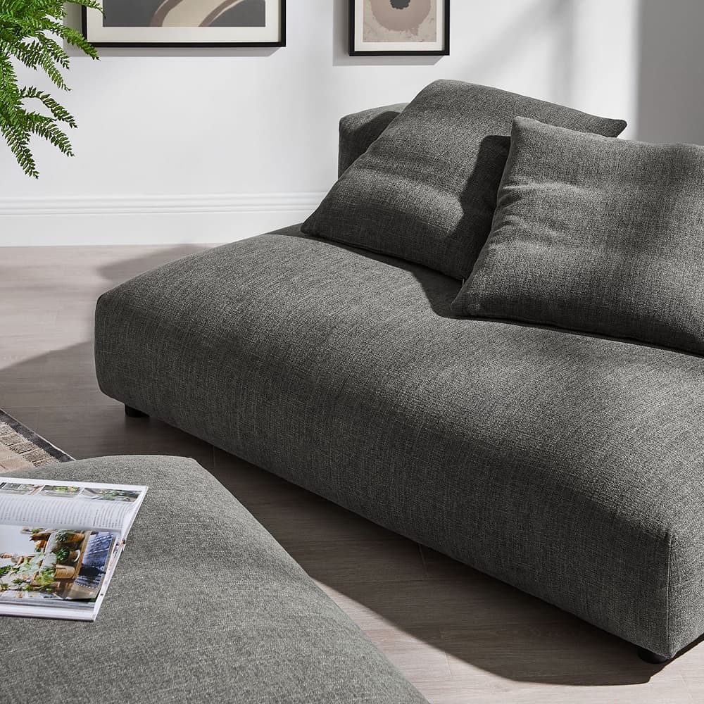 Solace Modular Upholstered Fabric Armless Loveseat and Ottoman Set in Charcoal by Modway - Image 10