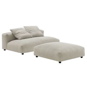 Solace Modular Upholstered Fabric Armless Loveseat and Ottoman Set in Linen by Modway