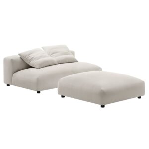 Solace Modular Upholstered Fabric Armless Loveseat and Ottoman Set in Salt by Modway