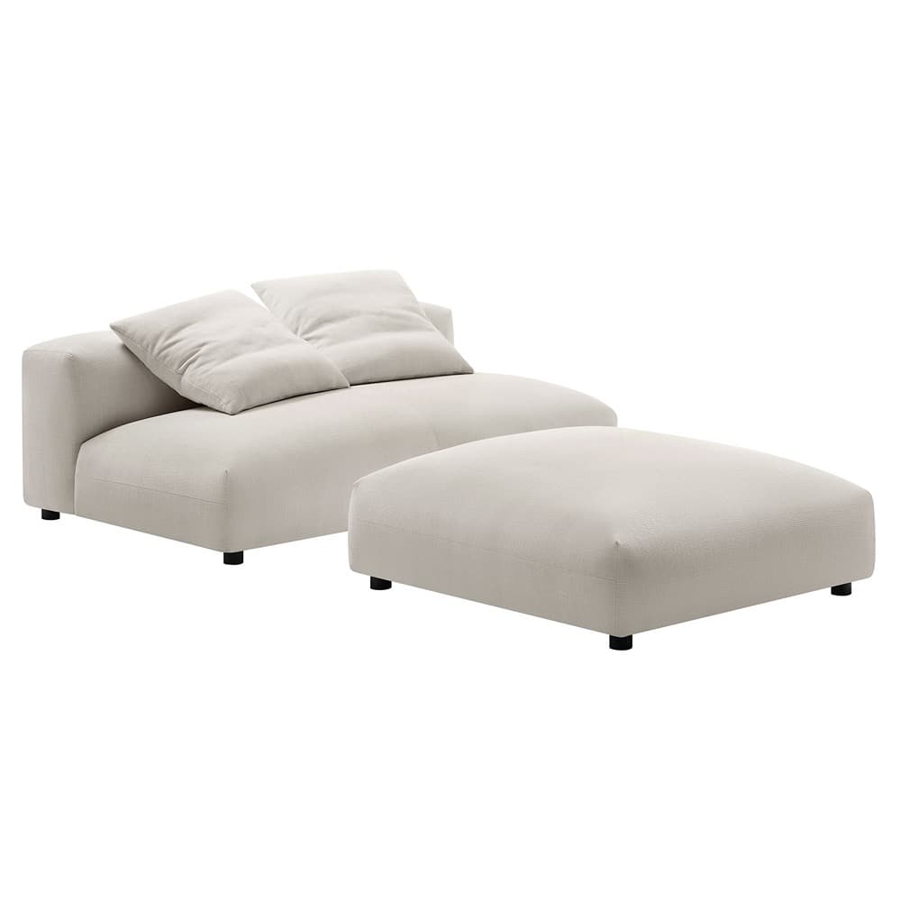 Solace Modular Upholstered Fabric Armless Loveseat and Ottoman Set in Salt by Modway