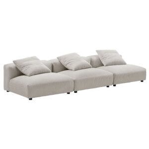 Solace 3-Piece Modular Corduroy Upholstered Sofa in Almond by Modway