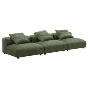 Solace 3-Piece Modular Corduroy Upholstered Sofa in Fern by Modway