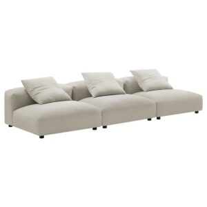 Solace 3-Piece Modular Upholstered Fabric Sofa in Linen by Modway