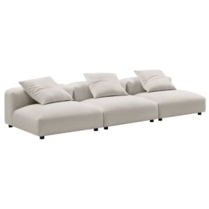 Solace 3-Piece Modular Upholstered Fabric Sofa in Salt by Modway