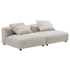Solace 2-Piece Modular Corduroy Upholstered Sofa in Almond by Modway