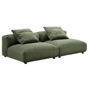 Solace 2-Piece Modular Corduroy Upholstered Sofa in Fern by Modway